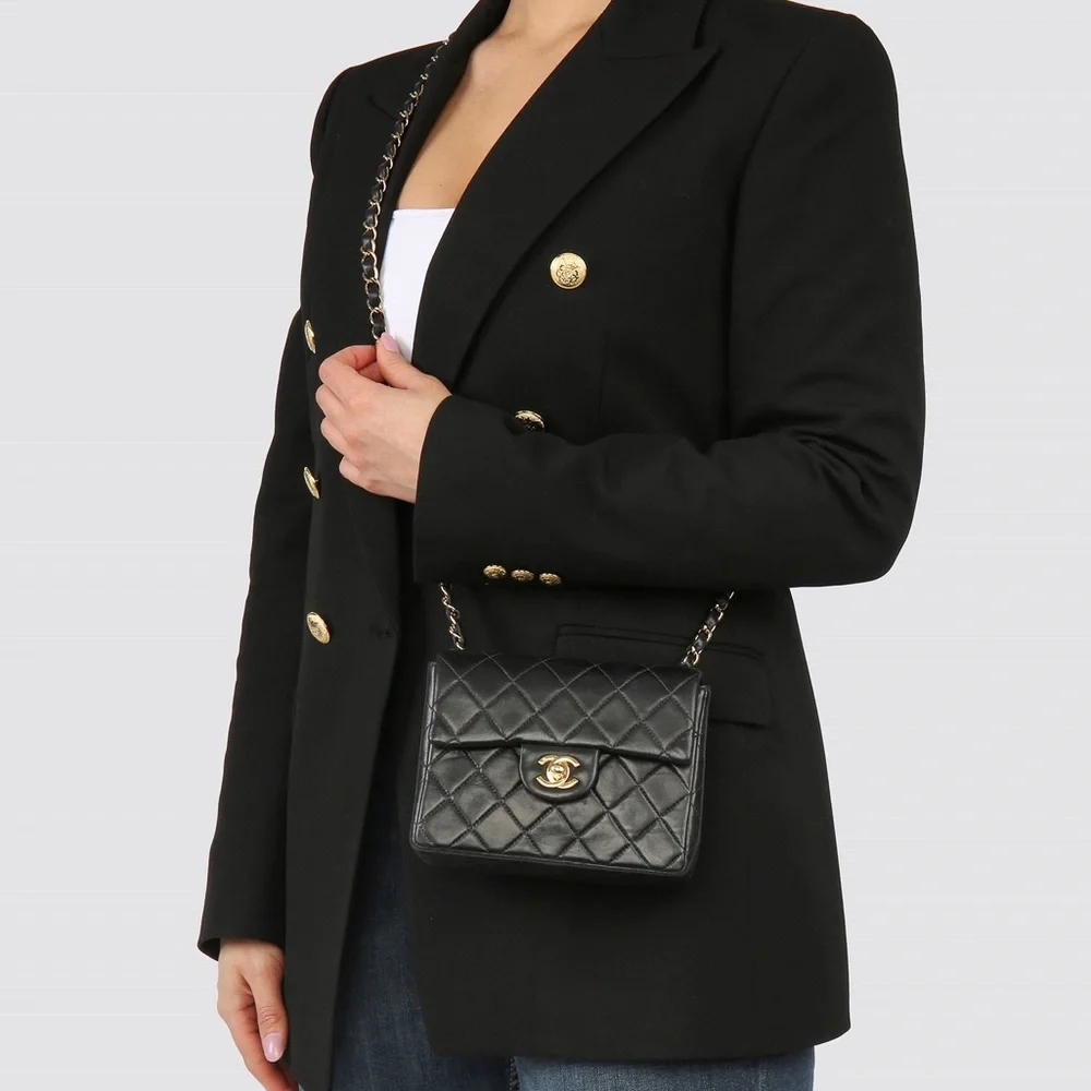 CHANEL Classic Leather Mini Flap Bag: 24k Gold Chain Crossbody Bag - Picture 14 of 14